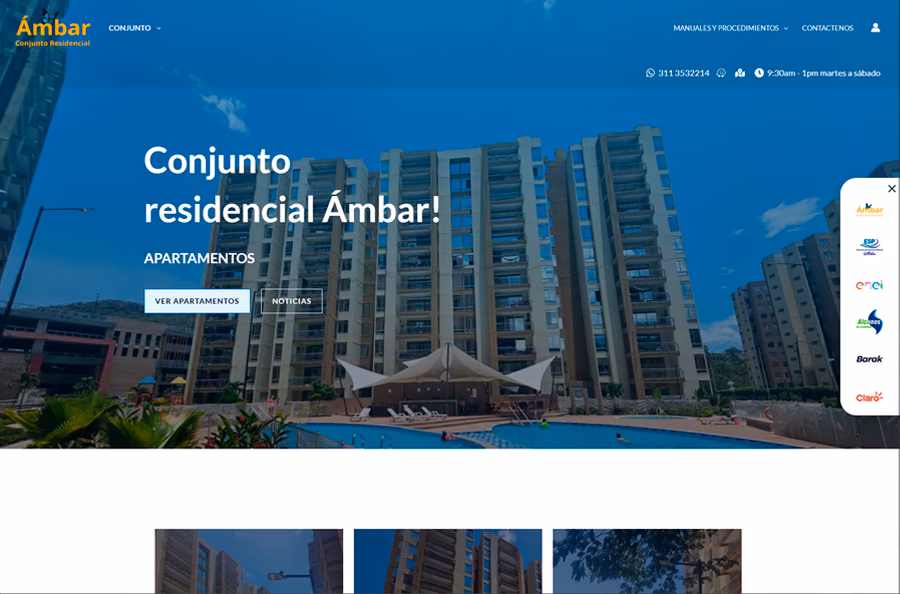 Interfaz del Portal Web Ámbar Panel de Gestión Ámbar