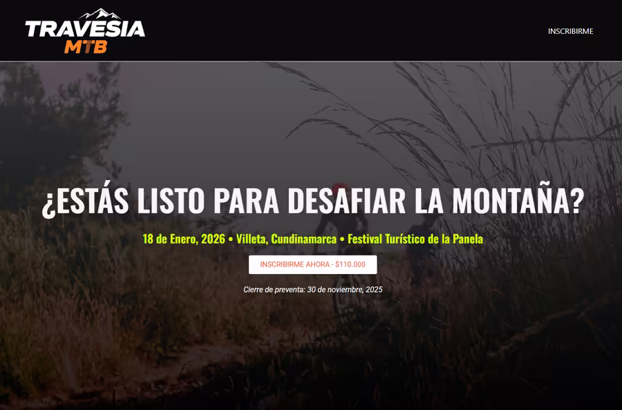 Interfaz del Portal Travesía MTB Sitio Web Travesía MTB Villeta