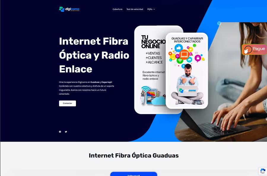 Página web corporativa de Digicoms diseñada por Chibcha.club