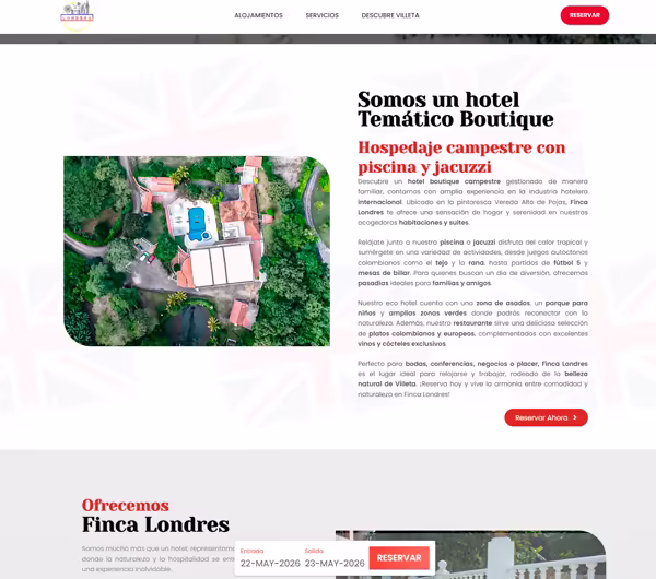 Gráfico comparativo del rendimiento SEO y diseño de naturaleza tras el rediseño web del Hotel Finca Londres