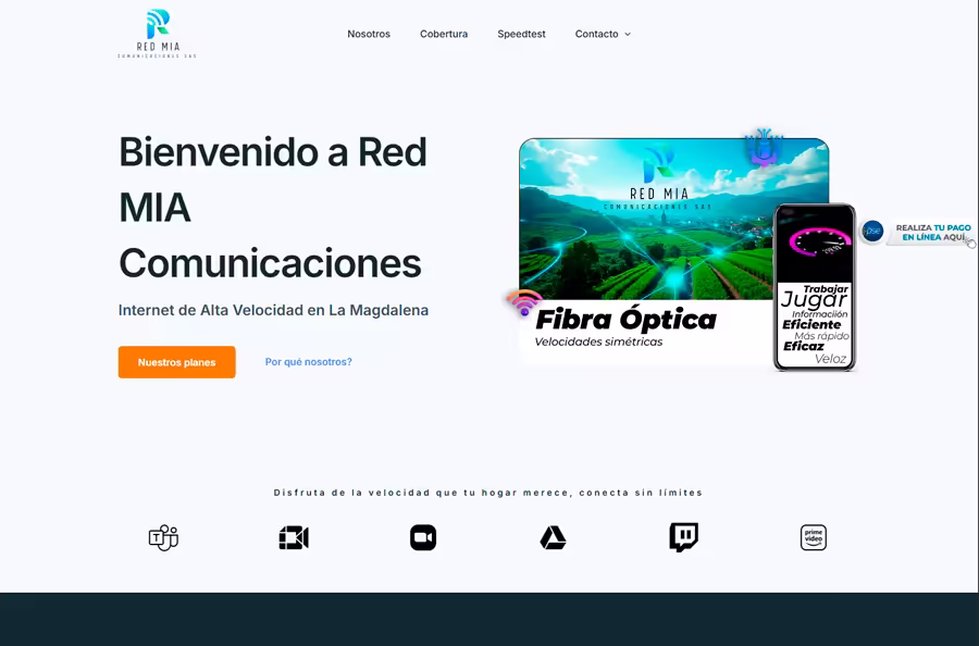 Página web de Redmia ISP diseñada por Chibcha.club